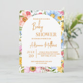 Eenvoudige Waterverf Floral Baby shower Invitation Kaart (Staand voorkant)