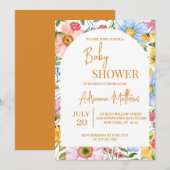 Eenvoudige Waterverf Floral Baby shower Invitation Kaart (Voorkant / Achterkant)