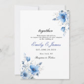 eenvoudige Waterverf Floral Dusty Blue bruiloft in Save The Date (Voorkant)