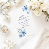 eenvoudige Waterverf Floral Dusty Blue bruiloft in Save The Date