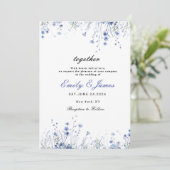 eenvoudige Waterverf Floral Dusty Blue bruiloft in Save The Date (Staand voorkant)