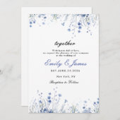eenvoudige Waterverf Floral Dusty Blue bruiloft in Save The Date (Voorkant / Achterkant)