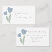 Eenvoudige Waterverf Floral Jouw naam Typografie Visitekaartje (Voorkant / Achterkant)