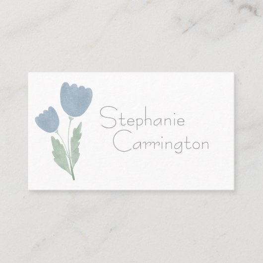 Eenvoudige Waterverf Floral Jouw naam Typografie Visitekaartje (Voorkant)