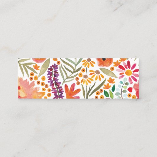 Eenvoudige waterverf floral mini-roebelkaart mini visitekaartje (Achterkant)