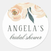 Eenvoudige Waterverf Floral Name & Vrijgezellenfee Ronde Sticker (Voorkant)