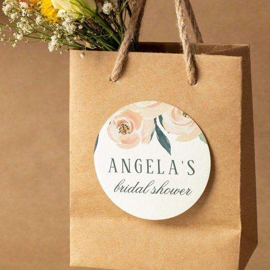 Eenvoudige Waterverf Floral Name & Vrijgezellenfee Ronde Sticker