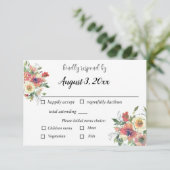 Eenvoudige waterverf florale minimalistische stoff RSVP kaartje (Staand voorkant)