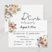 Eenvoudige waterverf florale minimalistische stoff RSVP kaartje (Voorkant / Achterkant)