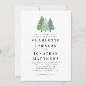 Eenvoudige Waterverf Forest Woodland Wedding QR-co Kaart (Voorkant)