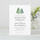 Eenvoudige Waterverf Forest Woodland Wedding QR-co Kaart (Staand voorkant)