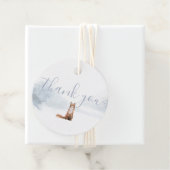 Eenvoudige Waterverf Fox Winter Scene Dank u Bedankjes Labels (In situ)