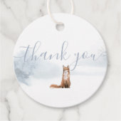 Eenvoudige Waterverf Fox Winter Scene Dank u Bedankjes Labels (Voorkant)