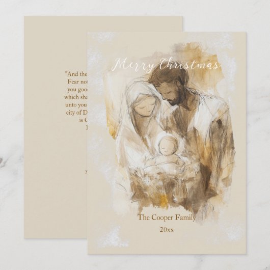Eenvoudige Waterverf Geboorte Scène Feestdagenkaart (Voorkant / Achterkant)