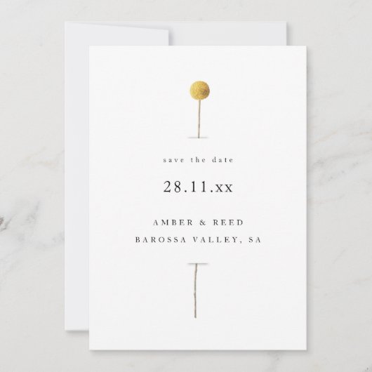 Eenvoudige Waterverf Gele Bloemstengel Minimalist Save The Date (Voorkant)