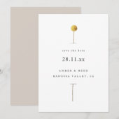 Eenvoudige Waterverf Gele Bloemstengel Minimalist Save The Date (Voorkant / Achterkant)
