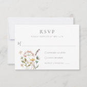 Eenvoudige Waterverf — geperste bloemen bruiloft RSVP Kaartje (Voorkant)