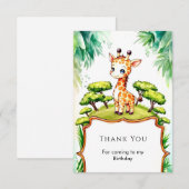 Eenvoudige Waterverf Giraffe Verjaardag Bedankkaart (Voorkant / Achterkant)