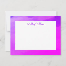 Eenvoudige waterverf gradient paarse handgeschreve bedankkaart