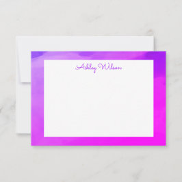 Eenvoudige waterverf gradient paarse handgeschreve bedankkaart