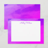 Eenvoudige waterverf gradient paarse handgeschreve bedankkaart (Voorkant / Achterkant)