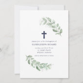 Eenvoudige Waterverf Greenery Baptism Uitnodiging (Voorkant)