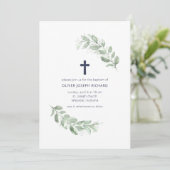 Eenvoudige Waterverf Greenery Baptism Uitnodiging (Staand voorkant)