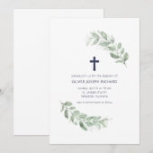 Eenvoudige Waterverf Greenery Baptism Uitnodiging (Voorkant / Achterkant)