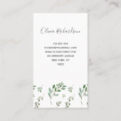 Eenvoudige Waterverf Greenery Botanical Visitekaartje (Achterkant)