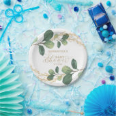 Eenvoudige Waterverf Greenery Botanisch Baby showe Papieren Bordje (Feest)