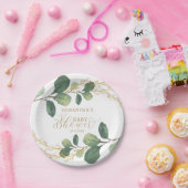 Eenvoudige Waterverf Greenery Botanisch Baby showe Papieren Bordje (Feest)