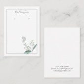 Eenvoudige Waterverf Greenery Earring Display Kaar Visitekaartje (Voorkant / Achterkant)