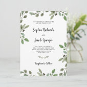 Eenvoudige Waterverf Greenery | Elegant Wedding Kaart (Staand voorkant)