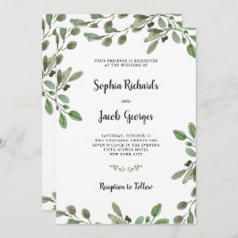 Eenvoudige Waterverf Greenery | Elegant Wedding Kaart