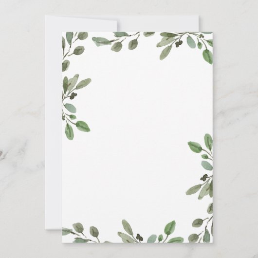 Eenvoudige Waterverf Greenery en Gold Photo Save The Date (Achterkant)