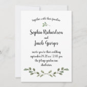 Eenvoudige Waterverf Greenery en Manuscript | Wedd Kaart (Voorkant)