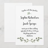 Eenvoudige Waterverf Greenery en Manuscript | Wedd Kaart (Voorkant / Achterkant)