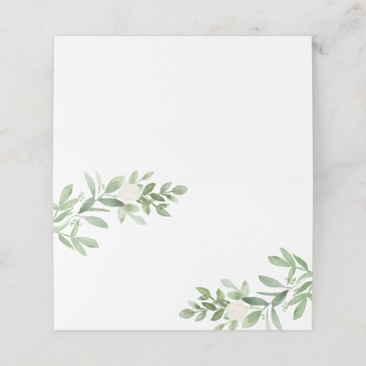 Eenvoudige Waterverf Greenery en White Flowers Plaatskaartje (Buitenkant ongevouwen)