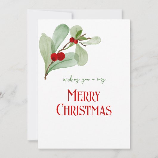 Eenvoudige Waterverf Greenery Foto Kerst Feestdagenkaart (Voorkant)
