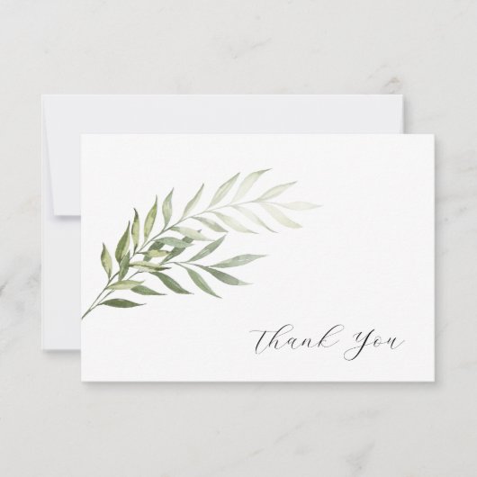 Eenvoudige Waterverf Greenery Funeral Hartelijk da Bedankkaart (Voorkant)