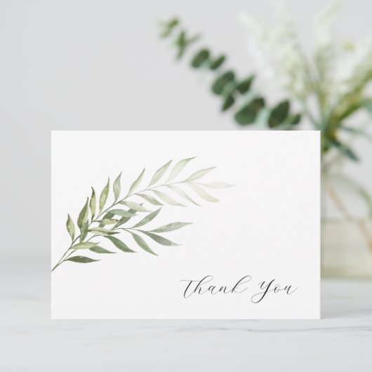 Eenvoudige Waterverf Greenery Funeral Hartelijk da Bedankkaart (Staand voorkant)