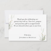 Eenvoudige Waterverf Greenery Gold Splashes Weddin Bedankkaart (Achterkant)