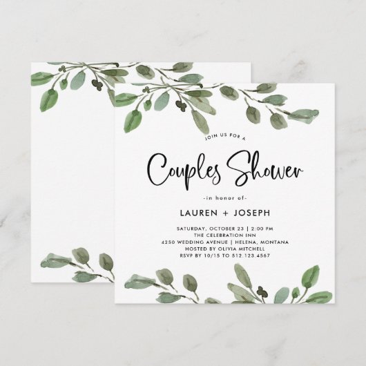 Eenvoudige Waterverf Greenery | Kogelschoen Kaart (Voorkant / Achterkant)