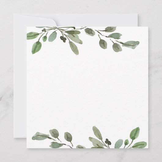 Eenvoudige Waterverf Greenery | Kogelschoen Kaart (Achterkant)