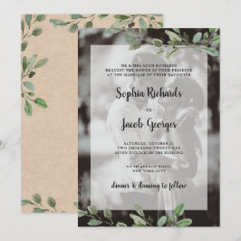 Eenvoudige Waterverf Greenery | Kraft Photo Weddin Kaart