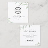 Eenvoudige Waterverf Greenery Massage Therapist Vierkante Visitekaartje (Voorkant / Achterkant)