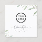 Eenvoudige Waterverf Greenery Massage Therapist Vierkante Visitekaartje (Voorkant)