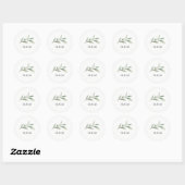 Eenvoudige Waterverf Greenery-monogram Ronde Sticker (Vel)