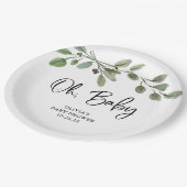 Eenvoudige Waterverf Greenery Oh Baby | BABY SHOWE Papieren Bordje (Gekanteld)