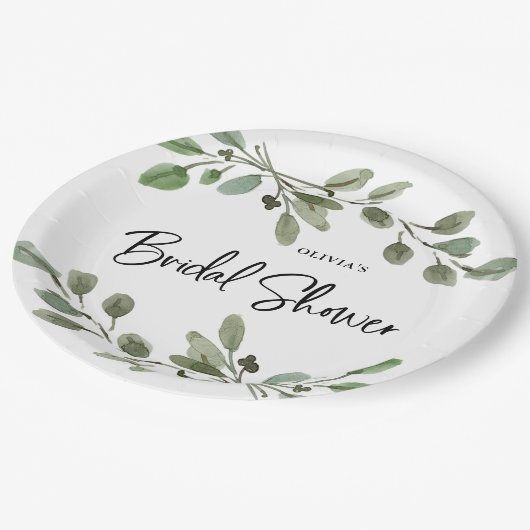 Eenvoudige Waterverf Greenery | VRIJGEZELLENFEEST Papieren Bordje (Gekanteld)